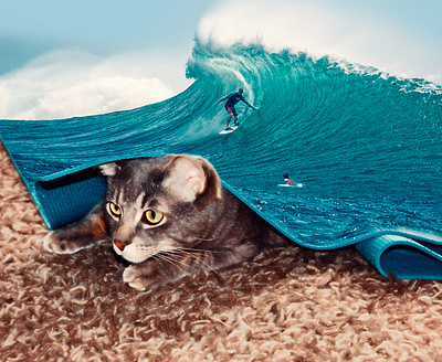 Cat and sea waves background blue cat design design art designer desktop idea manipulation motivation ocean photo photos photoshop sea waves