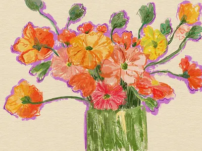 Flowers in vase drawing flowers illustration procreate