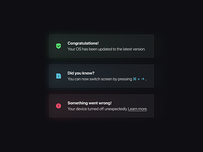 Flash Messages - DailyUI - 011 alert alerts app component dailyui dailyuichallenge dark mode dark theme dark ui figma flash message flash messages gradients toast ui ui design