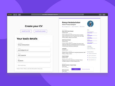 Online CV maker tool cv design cv maker digital tool form design ui uxdesign