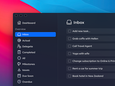 TaskManager // Mac OS X App big sur design desktop mac os x mac os x big mac os x big task list task manager ui ux