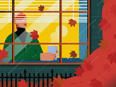 ErleTea autum character design flat girls graphic illustration illustrator life vector