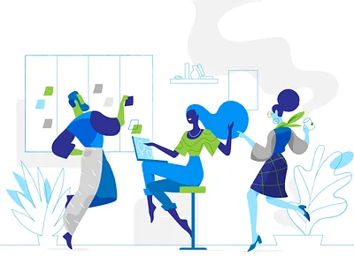 Brilliant Office brainstorming hero illustration hurca illustration people project planning scrum board startup startupper team work teamwotk young