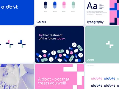 Aidbot - Brand Identity for Medical Center brand book brand identity branding clean colors health care logo logo design medecine medical center ui