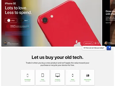 Apple.com Redesign with Live Chat, Interactive Demos commerce covid design flinto omnichannel retail ui ux