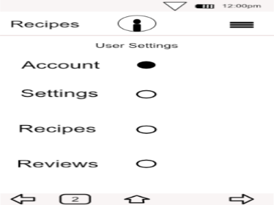 My Recipes App Account design mobile ui mockup