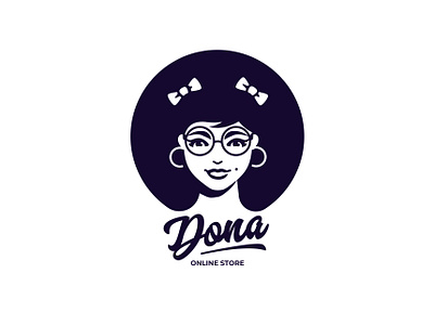 Dona bows branding eyes face girl glasses illustration inspiration logo minimalism negative space silhouette vector