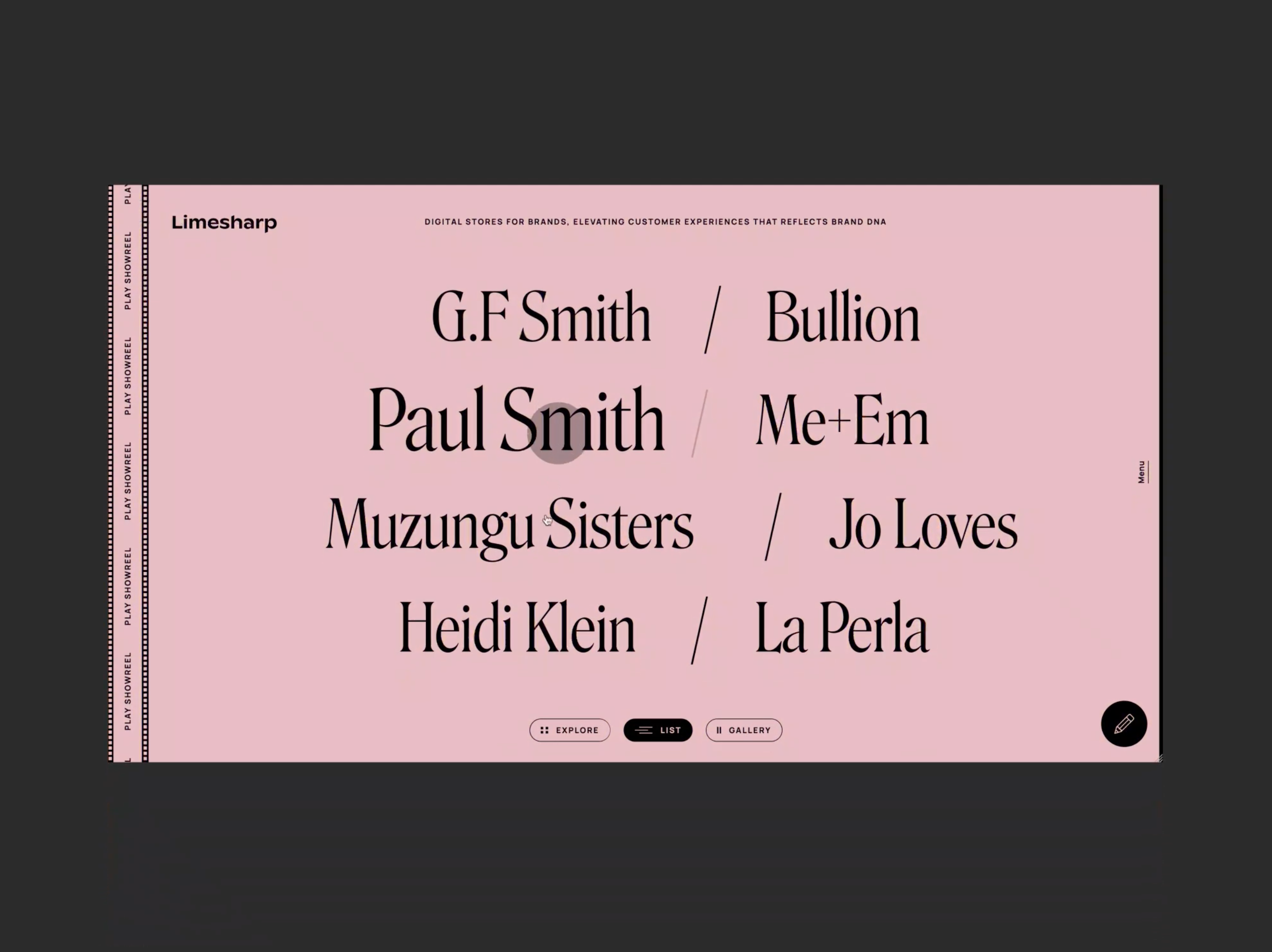 Limesharp Portfolio 2022 animation e comerce interactive interface layout menu portfolio ui uiux ux web website