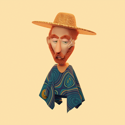 Van Gogh 3D Character Design 3d 3dillustration 3dmodel 3dmodeling animation art blender character design illustration logo motion graphics ui