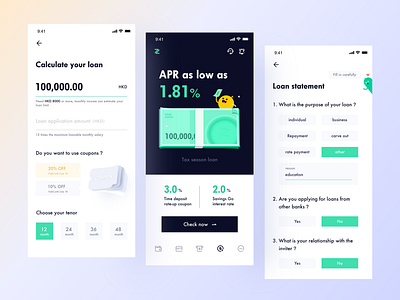 ZA Bank - Virtual bank -loans account balance bank app banking branding design clean ui finance fintech graphic illustration mobile money payments productdesign technology transactions typography uiux virtual bank wallet