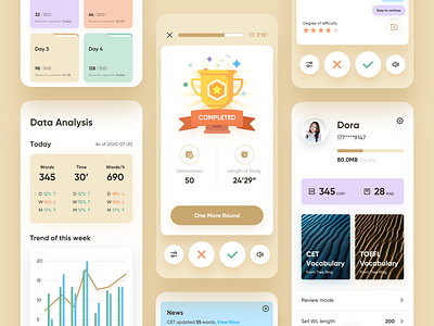 Tree Ring Words App Part 02 app app design book branding card data analysis education folder icon illustration mobile app product design profile reward study ux web words