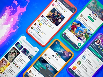 💚 Social Consumer App - Feed, Chat, Community Preview chat color community consumer feed gamification graphic design maquette message network post prototype reddit room social social network ui ux