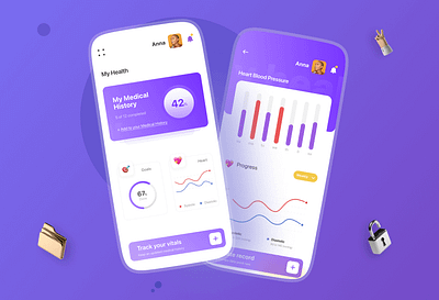 HealthMate app blood design health illustration product purple tracker ui ux