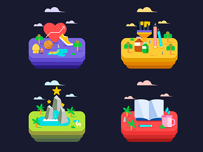 Islas de Aprendizaje art artwork design figma icon illustrations kids skill talent vector