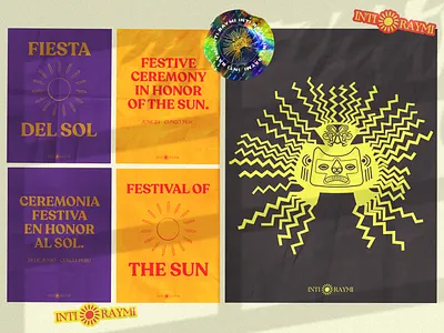 inti Raymi (Case Study) branding design festival layout posters sticker sun typogaphy vector warm colors