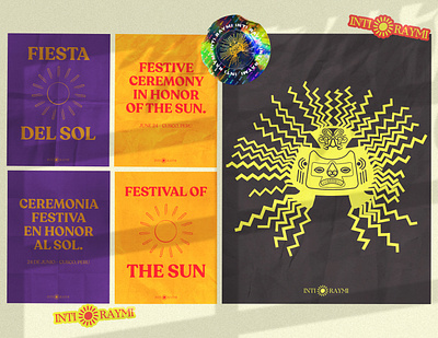 inti Raymi (Case Study) branding design festival layout posters sticker sun typogaphy vector warm colors