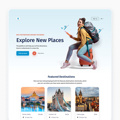 Travel Agency web site ; landing page app canada creative creative design design europe finance fintech illustration logo micro interaction travel trip ui uiux userinterface