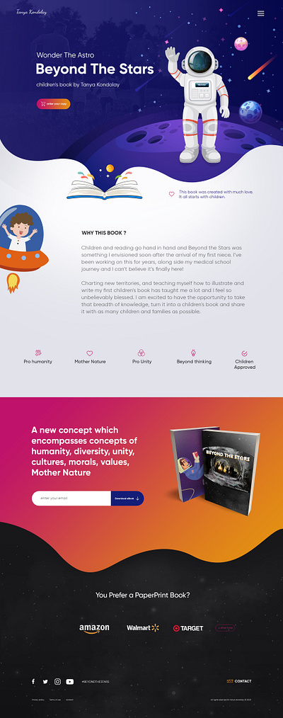 Children Book Landing page children book graphic design illustration landing page space space man writer