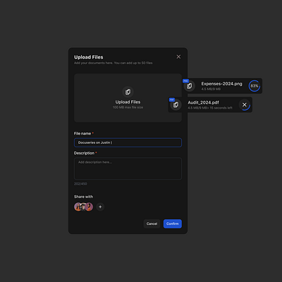 Upload Files Modal modal product design ui ux