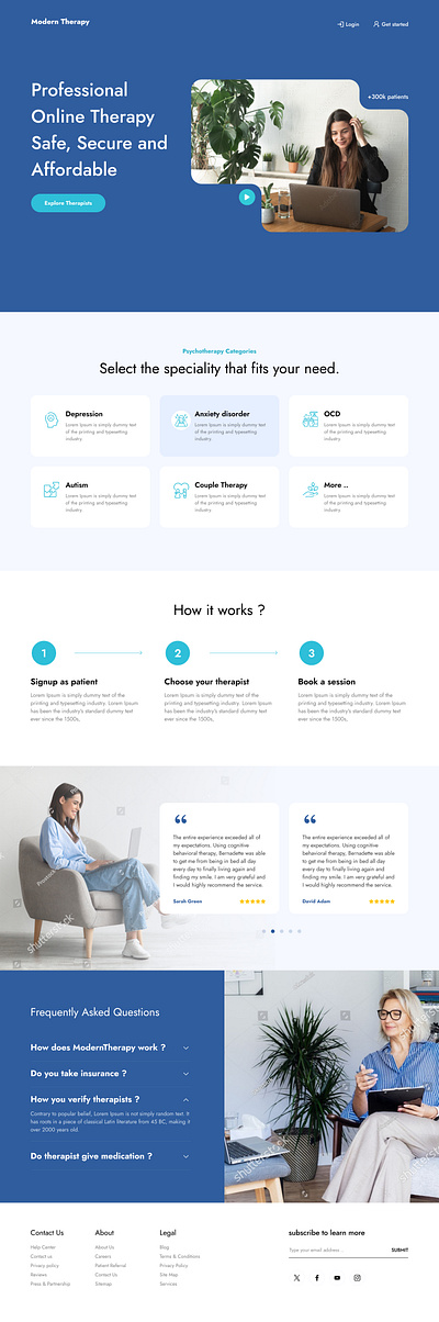 Modern Therapy - web app modern therapy online therapy therapists ui design web app website