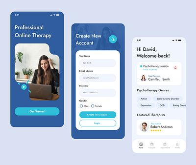 Online Therapy Mobile app mobile app online therapy therapy mobile ui design ux design