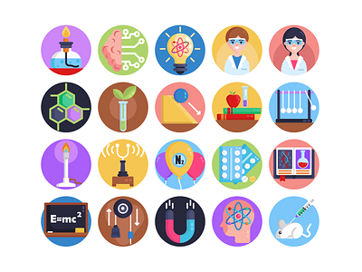 Science Icons coloured icons education flat icons icon icons icons pack laboratory research science vector vectors