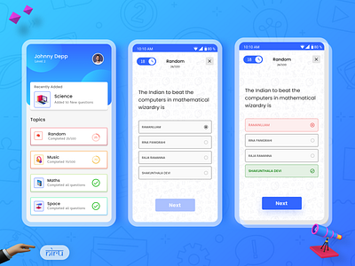 Quiz app app card cards dribbble figma inspire material ui niranjan quiz quiz app quizzes typography ui uidesign ux vector