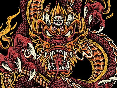 Dragon King artwork bandmerch bodilpunk clothing dragon dragonball drawing god illustration merchandise pointillism skull tattoo teedesign