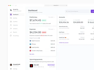 Online Banking Pt.1 app bank banking clean dash dashboard dashboard ui design finance finances interface minimal money online pay search transfer ui ux web