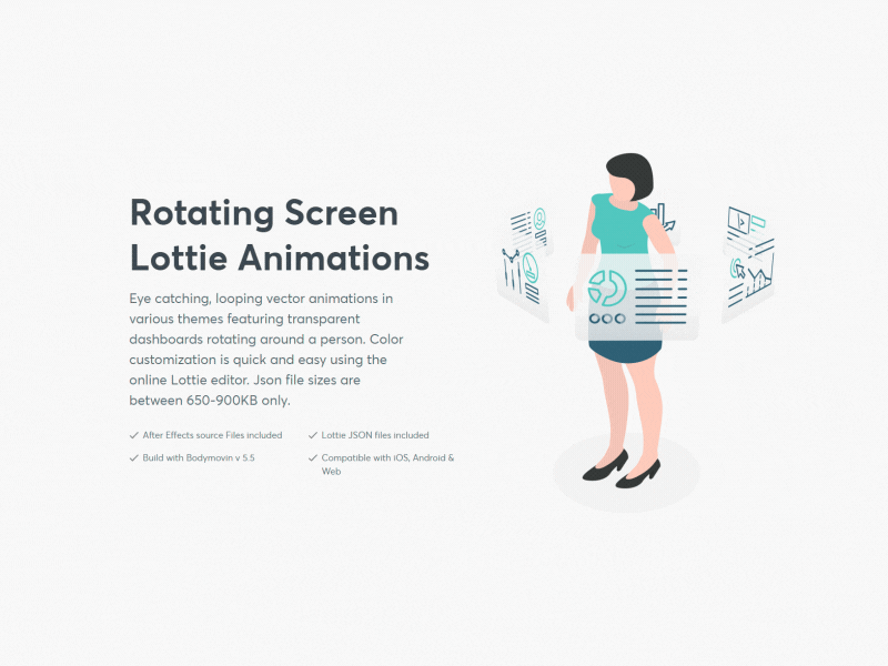 Rotating screens - Lottie animation animated animation background chart dashboard girl graph lottie lottiefiles people screen seo ui woman