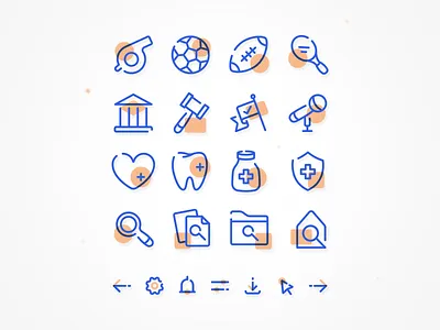 Duotone Icon Set app branding duotone flat healthcare icon icon set iconography illustration insurance lineart linework navigation politics sports symbol ui ux vector website