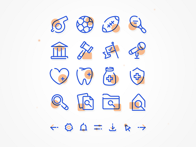 Duotone Icon Set app branding duotone flat healthcare icon icon set iconography illustration insurance lineart linework navigation politics sports symbol ui ux vector website