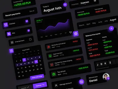 UI Components for finance app account app button calendar cards category chart data picker mobile app payments shadows ui ui ux ui components ui elements user interface