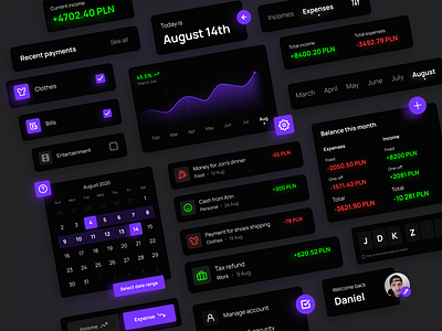 UI Components for finance app account app button calendar cards category chart data picker mobile app payments shadows ui ui ux ui components ui elements user interface