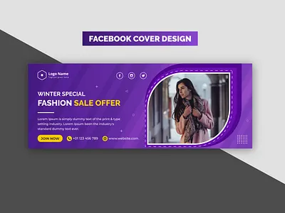 Corporate Modern Creative Violet Social Media Banner Or Cover De banner banner design banners brand design branding business commercial corporate cover design creative design facebook banner facebook cover facebook cover design fashion graphic design sale winter