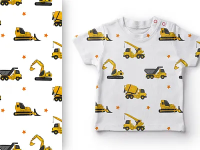 construction vehicle patterns baby car childish excavator fabric kids pattern print seamless vehicle