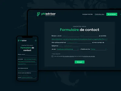 Phiadvisor Contact contact contact form design form interface layout mobile responsive design ui ui design uiux design website