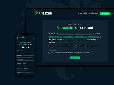 Phiadvisor Contact contact contact form design form interface layout mobile responsive design ui ui design uiux design website