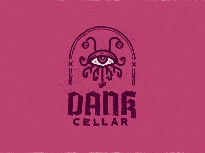 Dank Cellar Logo ( Flumph + Eye ) brand branding cellar dank design dnd dragons dungeons eye flumph high illustration logo mark nft red tired typography vector