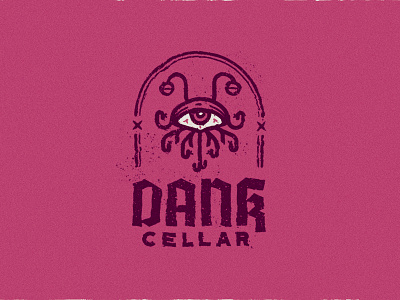 Dank Cellar Logo ( Flumph + Eye ) brand branding cellar dank design dnd dragons dungeons eye flumph high illustration logo mark nft red tired typography vector