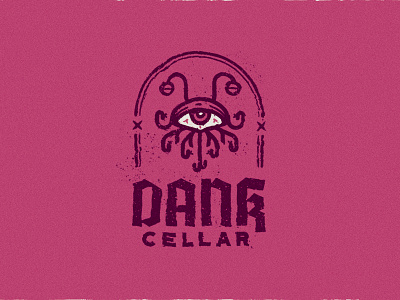 Dank Cellar Logo ( Flumph + Eye ) brand branding cellar dank design dnd dragons dungeons eye flumph high illustration logo mark nft red tired typography vector