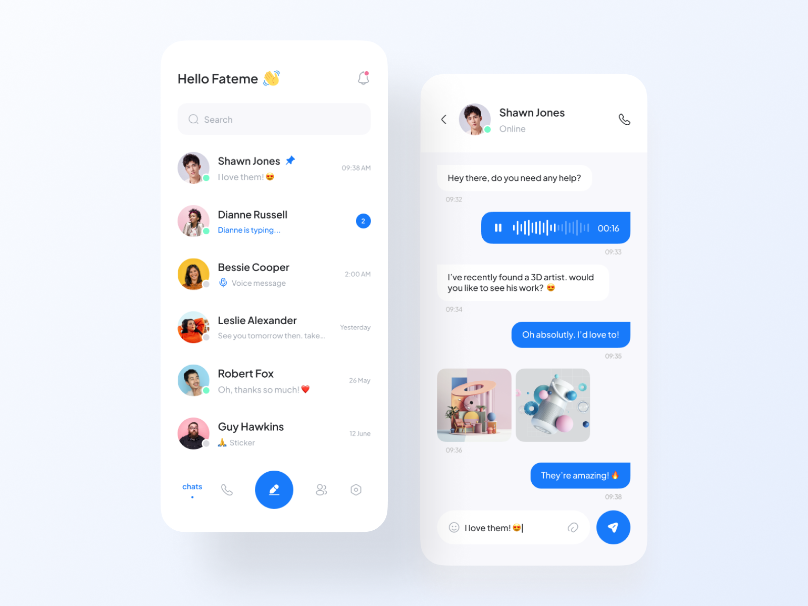 Messenger App by Fateme Zafarpour on Dribbble