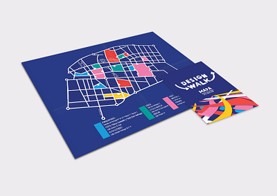 Design Walk Map Logroño arrowhead arrows artwork color coded design handwritten leaflet map maps multicolor print white and blue