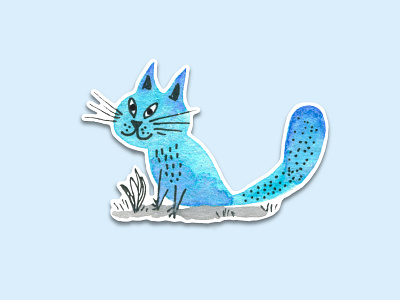 Blue Cat #1 animal illustration cartoon cartoon character cartoon illustration cat crazy cute animal cute animals cute illustration cuteart fun kawaii kawaii art kitty sticker sticker pack telegram watercolor watercolor art watercolour