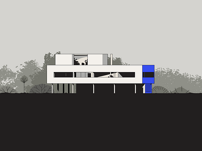 Villa Savoye architecture art building france illustration le corbusier modernism villa savoye