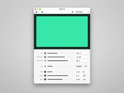 Color UI — Mac App app big sur color palette color picker developer hex hsb hsl indiedev interface design interfacedesign macos rgb swift swiftui uiux webdeveloper