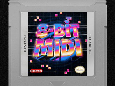 8-BIT MUSIC! 8-bit 80s chrome gameboy illustration lettering type design