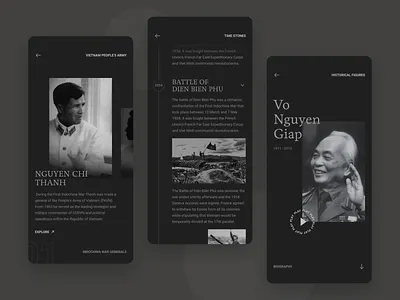 Vietnam history App app design biography concept historical events history mobile design reading app ui ux