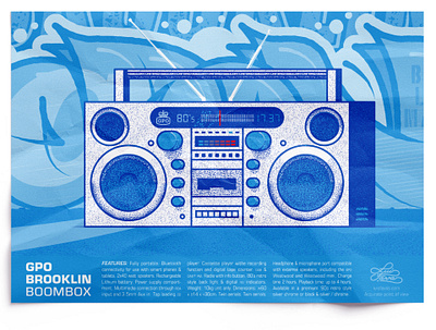 Boombox blue boombox brooklyn design graffiti illustration poster vector