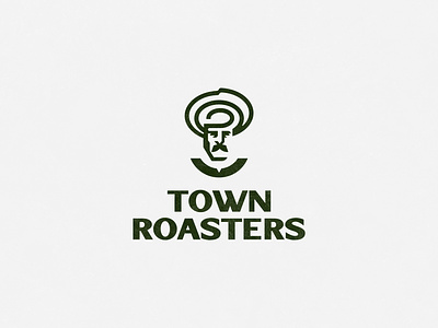 Town Roasters brand brand identity branding case study coffee design face facelogo farmer green hat man moustache typography visual identity